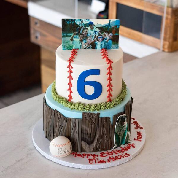 a cake designed in baseball theme