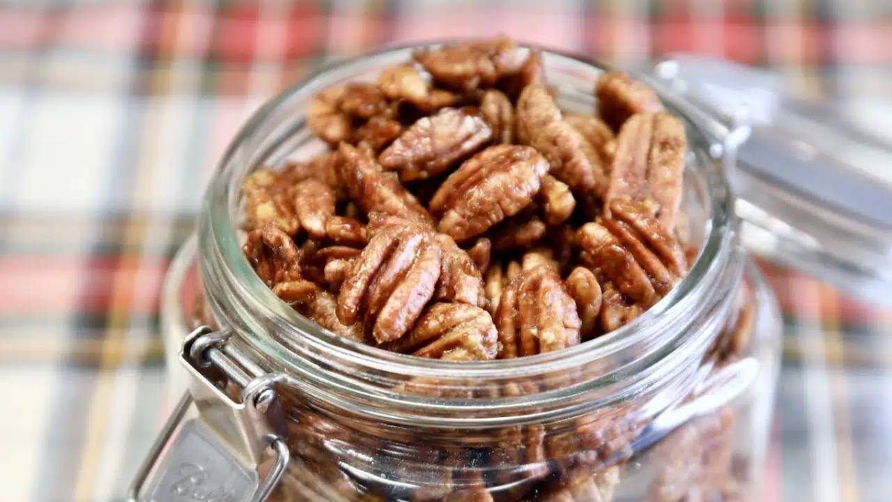 grilled smoked candied pecans
