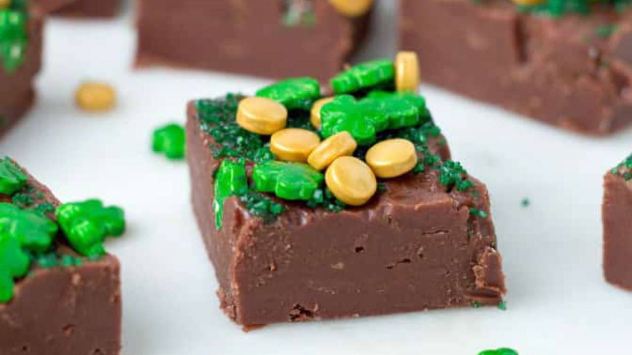 baileys fudge bites with green accents