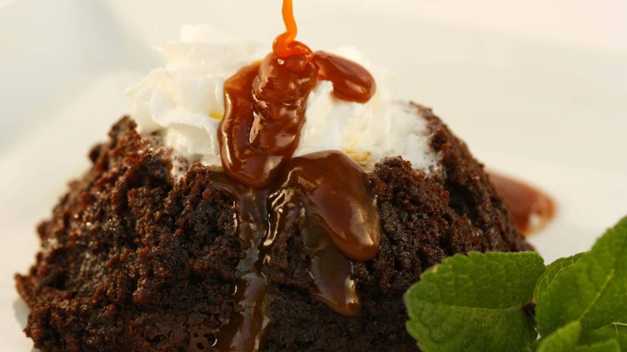 guinness stout chocolate pudding cake on plate