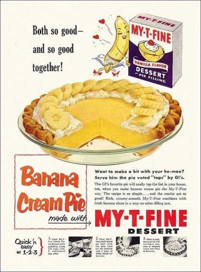 1952 ad from my-t-fine for banana cream pie