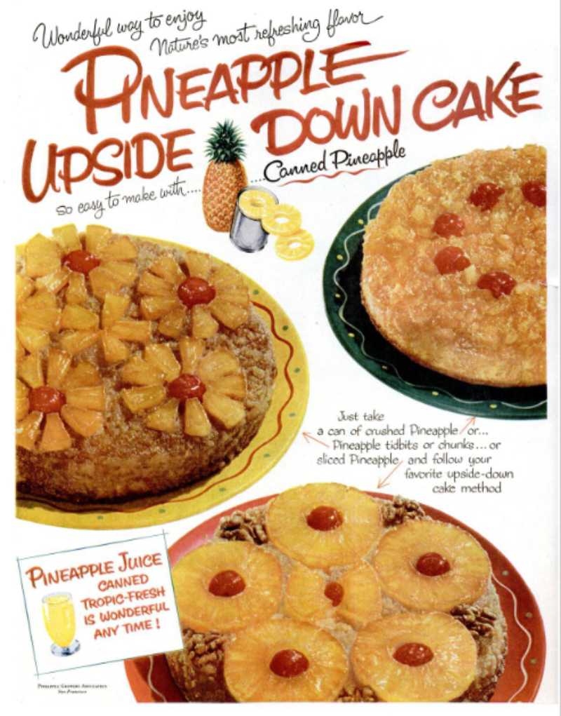 pineapple upside down cake ad from 1955