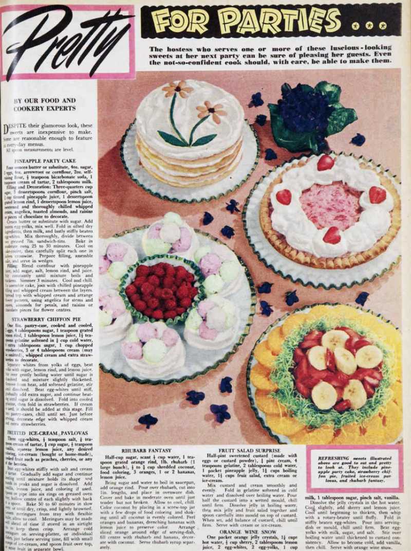 pretty for parties 1952 article and illustration