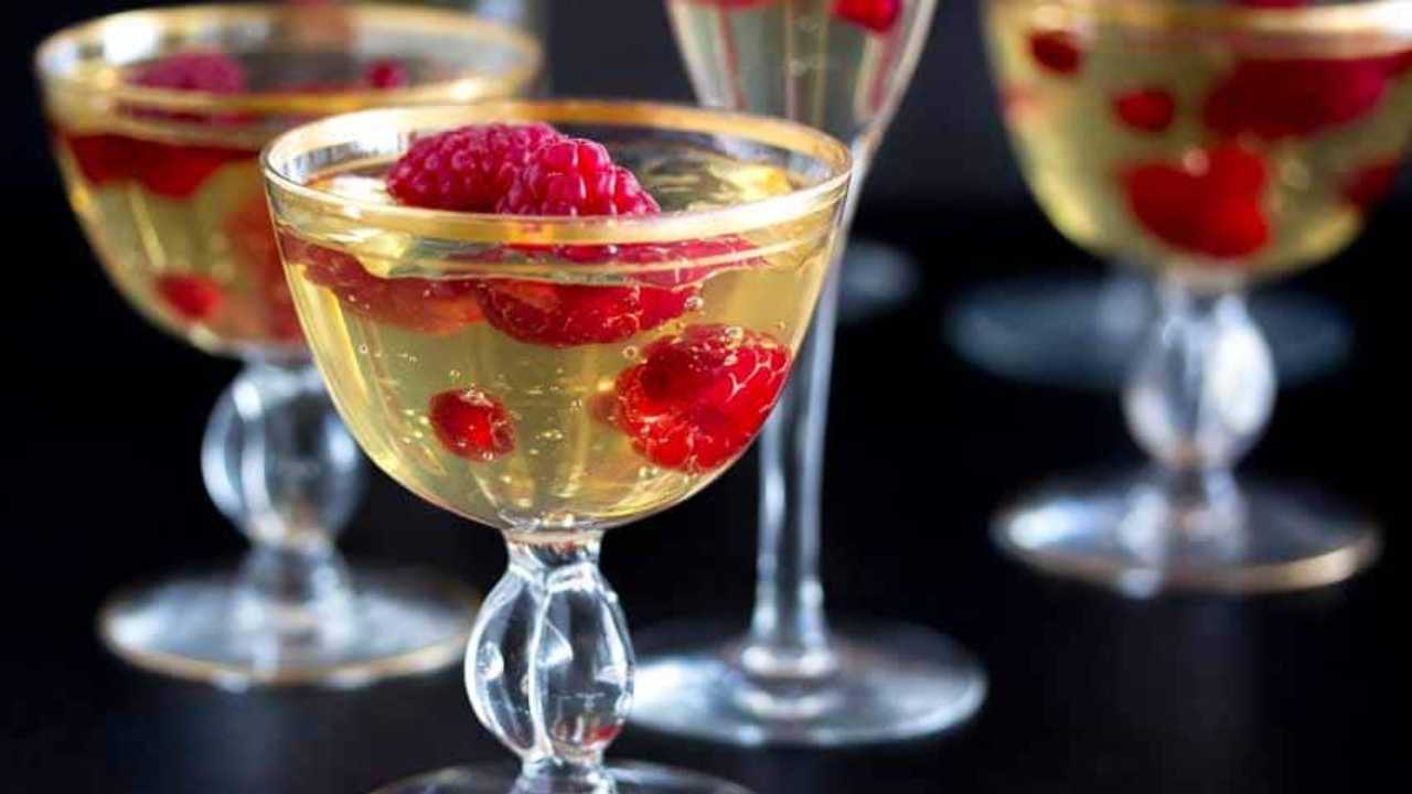 Champagne Gelée with Raspberries & Pomegranate