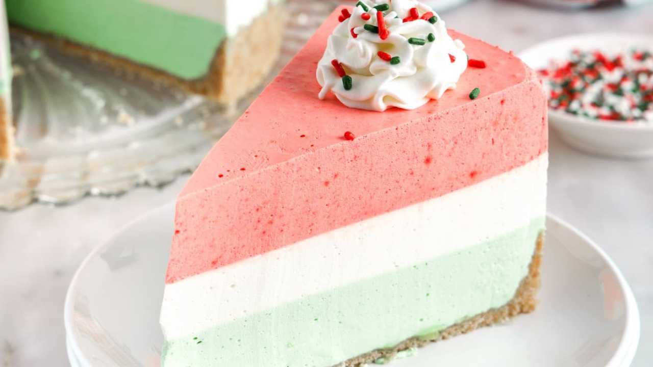 layered jello pie on a plate