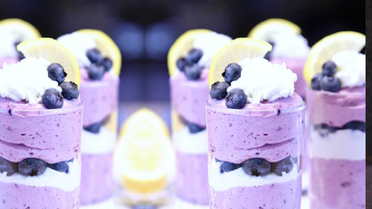 no bake blueberry cheesecake in a glass